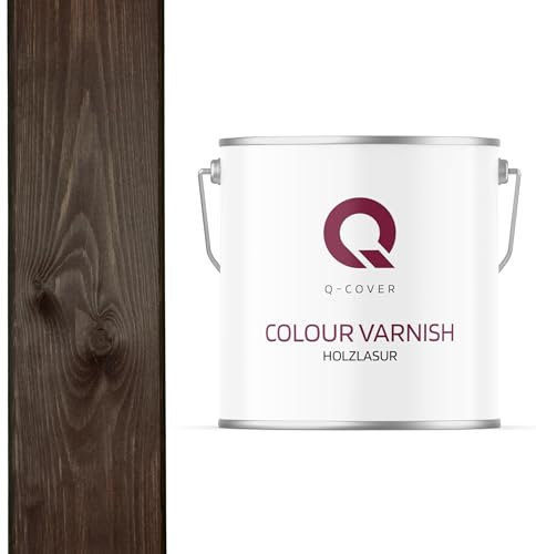 Q-Cover Holzlasur Palisander 5L (ca.25m²-1 Anstrich) Satin Holzschutz Holzschutzlasur Lasur Wasserbasierte Innen Außen Lasur Abperleffekt Für Holz