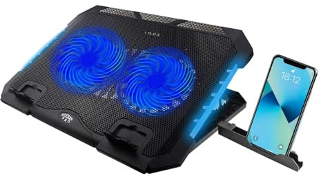 Rgb Laptop Cooling Pad, Adjustable Laptop Fan, Silent Cooling Fans, Double Fan Laptop Cooler Pad, Usb Ports Cooling Pad, Laptop Cooling Stand, Adjustable Cooling Pad with 2 USB Ports for Laptop