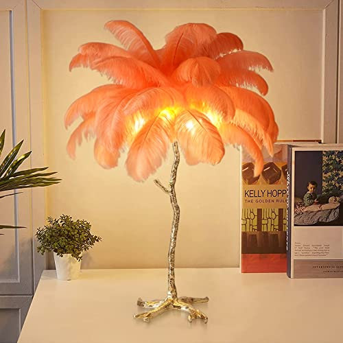 Lampe de Table Plume Palmier Plume avec Abat-jour Plume pour Salon Décoration Maison