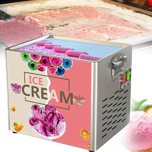 LYFDPN Máquina para Hacer Helados enrollados Comercial de 330 W, máquina para Hacer Helados enrollados eléctrica, máquina para Hacer Helados enrollados