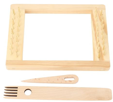 Wooden Weaving Frame, Rectangle Weaving Kit DIY Weaving with Large Eye Needle and Weaving Comb, 3Pcs Weaving Kit for for Beginners and Weaving Enthusiasts