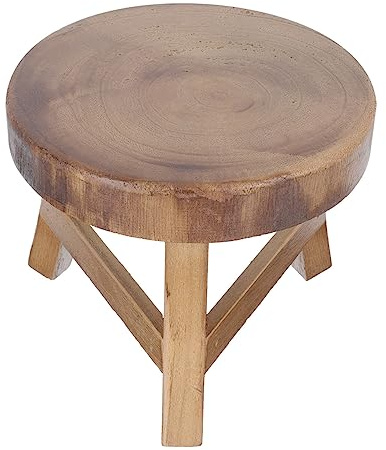 FONDOTIN 1stück Runder Holz-blumenhocker Naturholz Pflanzenständer Für Innen Und Außenbereich Niedriger Hocker Für Blumentöpfe Für Wohnzimmer Garten Und Eingang