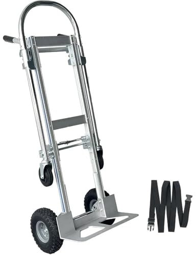 XFYESL Carrito Carretilla Carro de Mano de Aluminio Convertible, Resistente, 2 en 1, Plegable con 2 Ruedas Grandes, Carga de 1000 Libras Carro de Transporte