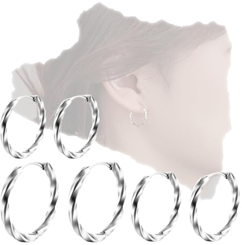 COYUN 3 Paires Acier Inoxydable Boucles d’Oreilles Anneau Homme Femme Boucles d Oreilles Créole, Boucle d Oreille Homme Anneaux, Boucle d'oreille Femme Creole, Boucles d'oreilles à texture torsadée