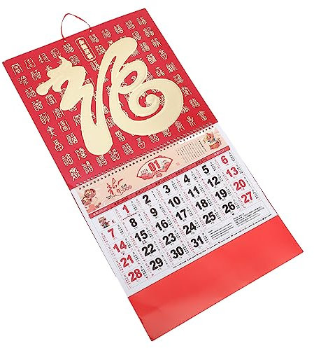 Housoutil Chinesischer Neujahrskalender Papierkalender Drachenjahreskalender Hängekalender Monatswandkalender Traditioneller Kalender Für Haushalt