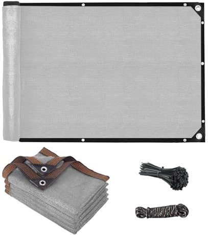 TUAKIMCE 2 x 5m Garden Privacy Netting Outdoor Shading Net Privacy Fence Screening 90% HDPE Screening UV-Resistant Tear-Resistant Shading Net (Grey)