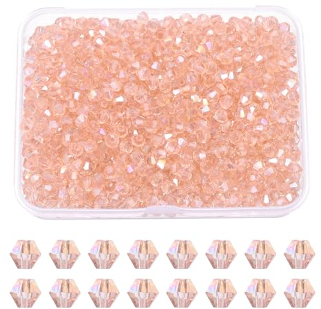 PATIKIL 1000pcs 3mm Bicone Glass Crystal Beads with Box, Water Red AB | Faceted Glass Spacer Beads for Jewelry Making Bracelet Necklace Earrings DIY Suncatcher Craft