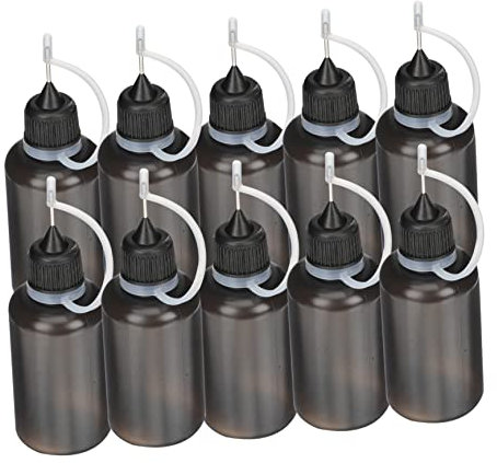 Angoily 20pcs Needle Tip Applicator Bottles 30ml Ldpe Plastic Oil Squeeze Bottles for Machine Oil and Liquid Glue Black Cap Set for Industrial and DIY Use