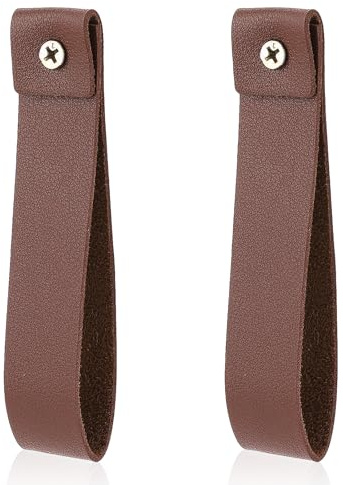 2 Pcs PU Leather Curtain Rod Holder,Leather Straps for Hanging,Wall Hooks Leathesr Wall Hanging Straps Utility Hooks for Curtain Rod Holders Towel Hook for Walls Bathroom Kitchen Bedroom(Brown)