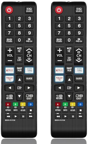 2 Pack Universal Remote for Samsung TV Remote Control with Prime Video, Netflix, Rakute TV Button, Samsung Remote Controls for Smart TV LCD UHD LED Hdtv QLED 3D 4K 8K TVs All