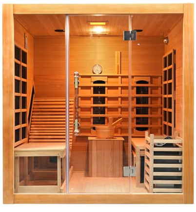 Vidalux 2-3 Person 'Relax' Hybrid Bench Sauna with Traditional & Full Spectrum Infrared Complete Heat