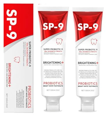2Pc SP9 Pasta per denti sbiancanti probiotici | Pasta denti illuminanti | Dentifricio rinfrescante alla distanza placca | Riposta leggermente dentifricio sbiancamento dentis protettivi per gli adulti