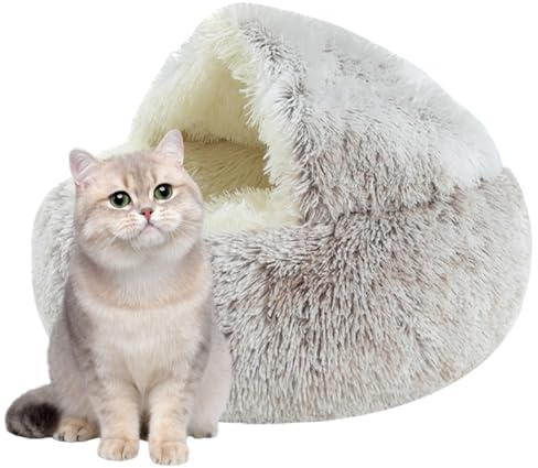 Generico Bett für Hundehöhle – Bett für ruhige Haustiere, weich, gemütlich, Winter, weich, Deckel in der Waschmaschine | bequemes Versteck mit Bezug