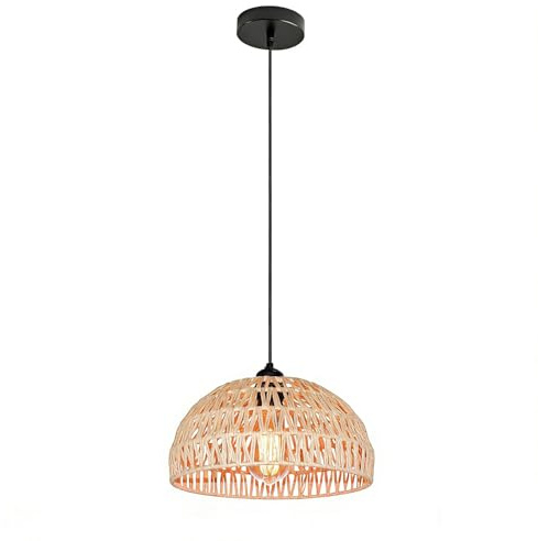 Mlihove Rattan Hängelampe Pendelleuchte Küche Hängeleuchte Esstisch Geflochten Pendellamp E27 Boho Deckenlampe Rattan für Schlafzimmer Wohnzimmer Esszimmer Bar Cafe