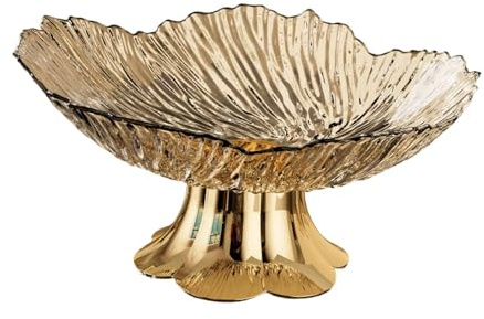 Ronyme Coupe à fruits sur pied décorative et polyvalente, idéale pour la table, le rangement des collations et des fruits dans la salle à manger ou le salon, or Transparent