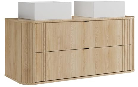 Vente-unique - Doppelwaschtisch Filor -L 120cm x B 46cm x H 57cm- MDF - naturfarben hell
