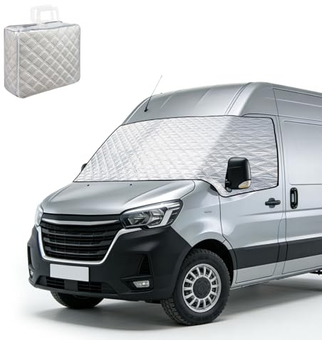 Couverture de Pare-Brise épaissie pour Movano 2010-2023, Renault Master 2010-2023, Couverture de Pare-Brise Anti-Gel, Givre, poussière, Protection Solaire, Argent