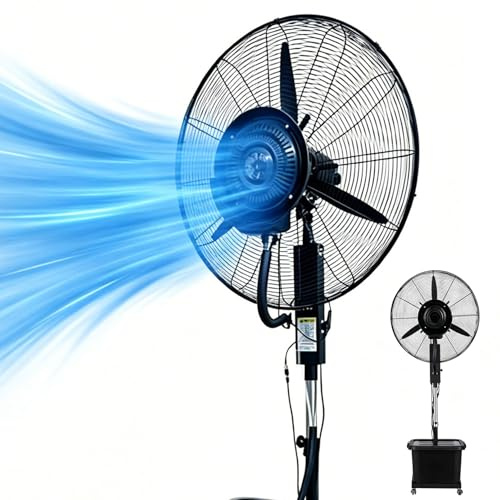 Ventilador Nebulizador de Pie Industrial con Depósito De Agua 42L, 3 Velocidades, Oscilación 90°, Enfriador De Aire Portatil, Ventilador De Pedestal para Terraza, Habitacion, Exterior, Interior(⌀71cm)