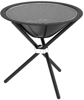 Ronyme Grill Portatile Pieghevole Barbecue Braciere Griglia Rotonda Bacino Rialzato in Acciaio per Cibi Alla Brace E Riscaldo Adatto per Campeggio Picnic Giardino Viaggio
