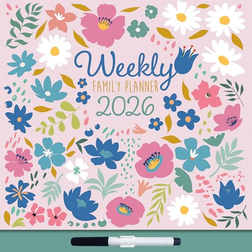 2026 Weekly Family Planner Calendar - Includes 180 Reminder Stickers, Removable transparent overlay and dry wipe pen to effortlessly repeat regular weekly activities, 6 Columns