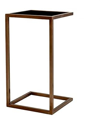 Casa Padrino Luxus Art Deco Designer Beistelltisch Antik Messing mit schwarzem Glas - Luxus Qualität