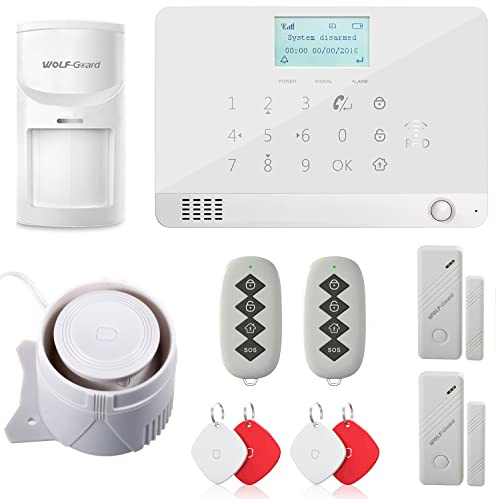 Wolf Guard MR1 GSM LCD Screen Home Alarm Security System,Auto-dial,APP Control, come with Motion Sensor,Door Window Sensor