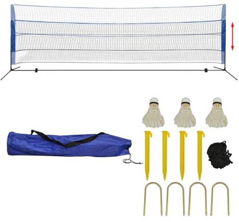 vidaXL Badmintonnetz Set mit 3 Bälle Federballnetz Volleyballnetz 300/500x155 cm