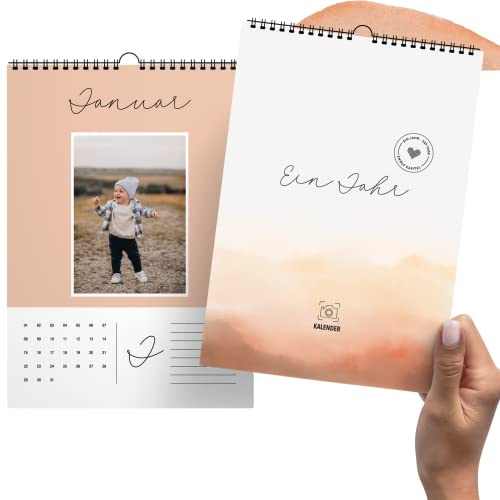 heaven+paper® Fotokalender immerwährend zum selbstgestalten | Bastelkalender 2026 A4 aus extra dickem 250 g/m² Karton | Wandkalender 2026 Made in Germany (Desert)