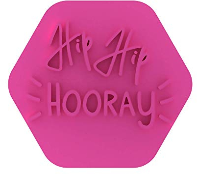 LissieLou Hip Hip Hooray Cookie Stamp Happy Birthday Icing Fondant Embosser for Birthday Celebrations