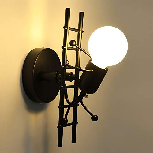 KAWELL Humanoid Wandleuchte Innen Wandlampe Modern Kerze Wandleuchte | Kreative, Art Deco, Max 60W E27 Basis Eisen Halter, für Schlafzimmer Kinderzimmer Wohnzimmer Treppe Flur Restaurant