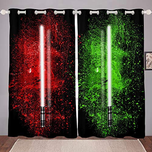 Lightsaber - Tende colorate per camera da letto, soggiorno, per bambini, ragazzi, ragazzi, tecnologia futura, finestre, tendaggi morbidi e leggeri per decorare la stanza, con cerniera, W66 x L72