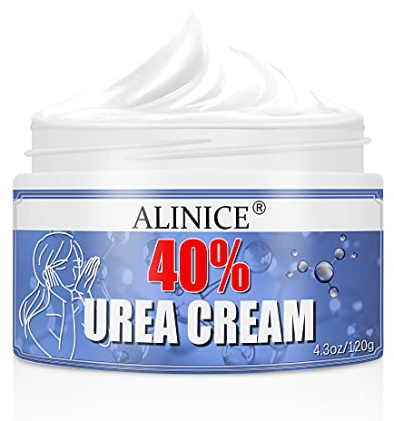 ALINICE Urea 40 % Creme, 122 g, Hornhautentferner, Handcreme, Fußcreme für trockene rissige Füße, Hände, Fersen, Ellbogen, Nägel, intensiv befeuchtet und erweicht die Haut, peelt abgestorbene Haut
