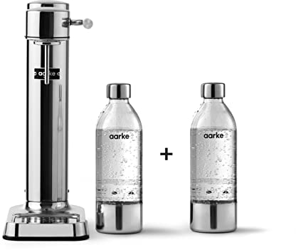 Aarke Carbonator 3 Máquina Gasificadora de Agua, Acero Pulido + 2 Botellas de PET (800ml)