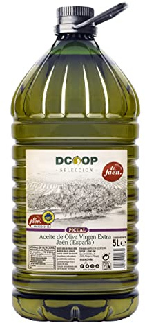 DCOOP Aceite de Oliva Virgen Extra - Variedad Picual, Ideal Para Cocinar, Certificación I.G.P. Aceite de Jaén, Botella PET Conserva las Propiedades del Producto, 5 Litros