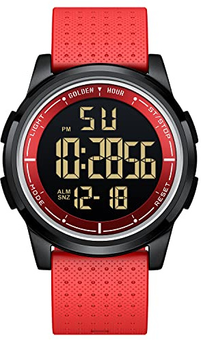 GOLDEN HOUR Ultradünne Minimalistische Sportuhr wasserdichte Digitaluhren Herren mit Weitwinkel-Metallgehäuse Helles Display Gummiband Armbanduhr für Herren Damen
