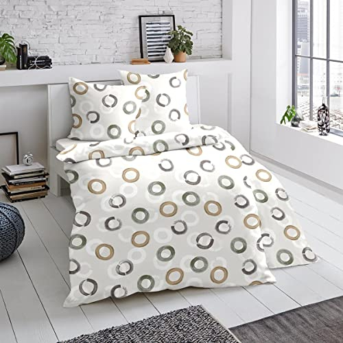 Traumschlaf Feinbiber Bettwäsche Kreise 1 Bettbezug 135 x 200 cm + 1 Kissenbezug 80 x 80 cm