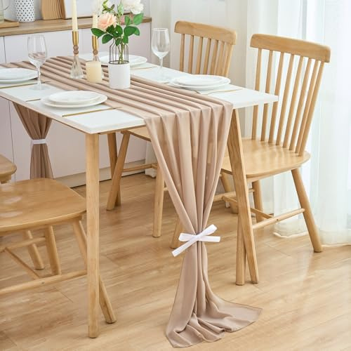 CHUQING Tischläufer Chiffon,70 cm x 3m, Tischläufer Hochzeit für Picknick Küche