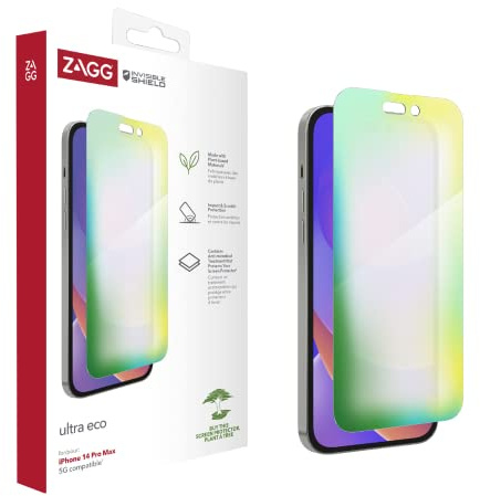 ZAGG InvisibleShield Ultra Eco Screen Protector for iPhone 14 Pro Max, Shockproof, Smudgeproof, Scratch Resistant, Anti-Microbial, (Clear)