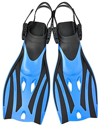 ENEN Schwimmflossen, Schnorchelflossen kurz Verstellbare Flossen für Kinder Erwachsene zum Schnorcheln Schwimmen (S(passend für Größe 27-31),Blau)