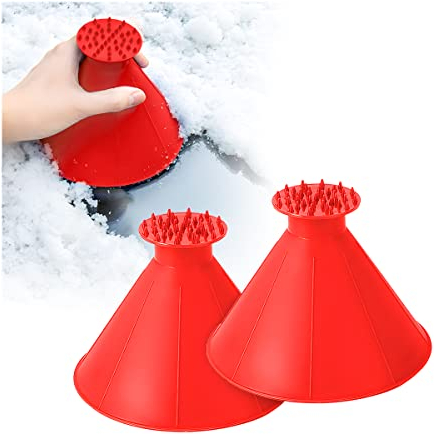 JNNJ 2 Pcs Grattoirs à Glace Ronds, Universelle Gratte-Glace Voiture, Multifonctionnel Nettoyage Pelle à Neige, Accessoires Automobiles, pour SUV, Voitures Pare-Brise Voiture Vitres(Rouge)