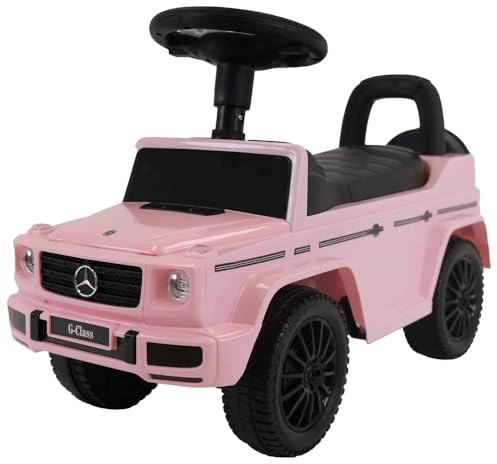 Bandits & Angels Rutschauto Laufauto Mercedes Benz G350D Pink ab 1 Jahr für Mädchen – Fördert die motorischen Fähigkeiten – Gehhilfe 24 cm – Laufauto in Rosa