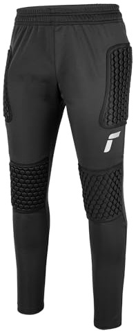 Reusch Contest II Soccer Goalkeeper Pants for Men | Padded GK Trousers with Knee & Hip Protection | Slim Fit Breathable Goalie Pants | Training & Match Gear Protective Wear | Black/Silver (SM)