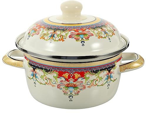 Enamel Soup Pot 1800ml Thickened Stockpot for Home Kitchen | Even Heating and Heat Storage, Smooth Surface, Enamel Saucepan, Quick Heat Absorption Random Color