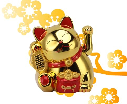 Gato de la Suerte de 5,5 Pulgadas, Gato de la Fortuna con Brazo Eléctrico Que Agita, Gato de la Suerte con Brazo Que Agita, Decoración de Feng Shui para Tiendas, Restaurantes,