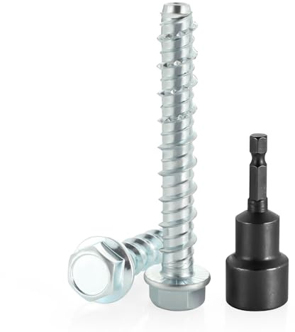 Mellewell 5/16 x 3 Zinc Plated Large Diameter Concrete Screw for Anchoring to Masonry, Concrete, Brick or Block, Quantity 25