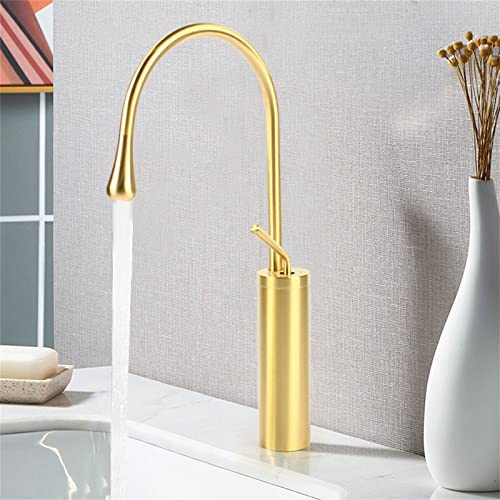 Robinet de salle de bain Wc Robinet de lavabo Robinet de lavabo de cuisine Robinet de cuisine Douchette Mitigeur monocommande Salle de bain Lavabo Deck Monté Laiton Or Forme de goutte d'eau Haut 48 cm
