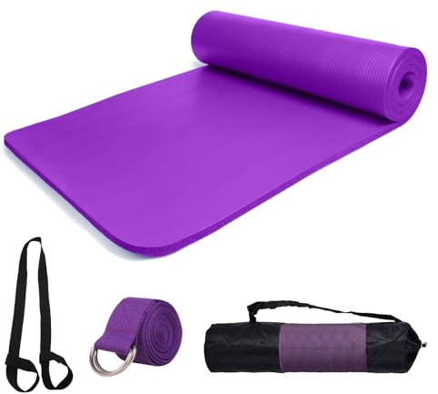 smallrun Esterilla Yoga Antideslizante 10mm Alfombrilla de Yoga Esterilla Deporte Yoga Mat para Pilates Yoga Fitness 183x61cm en casa o Gimnasio(NBR Morado 10MM)