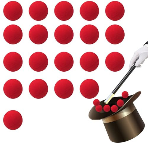 Chenyell 20 Pack of Red Magic Ball,Rot Clown Nase Cosplay，Schwammbälle,schaumstoffball klein,Comedy Trick Requisiten,Trick Requisiten (Red Magic Ball)