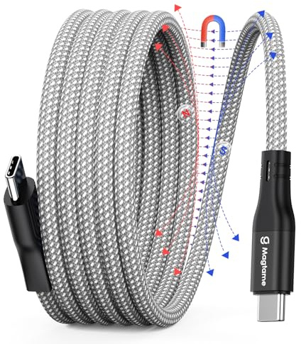 Magtame 1 m USB-C-auf-USB-C-Kabel magnetisch aufrollbar 60W/3A Schnellladen | Nylon-geflochten, verhedderungsfrei und aufrollbar, für iPhone15-17, Samsung Galaxy, Laptop, Tablet und weitere USB-C-Geräte