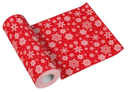 PAW - Tischläufer aus Airlaid (40 cm x 24 m) I Tischdeko für den Weihnachtstisch, Weihnachtsfeiern I Tischdeko Elegant Tischband - Schneeflocken Rot I Snowflakes Red